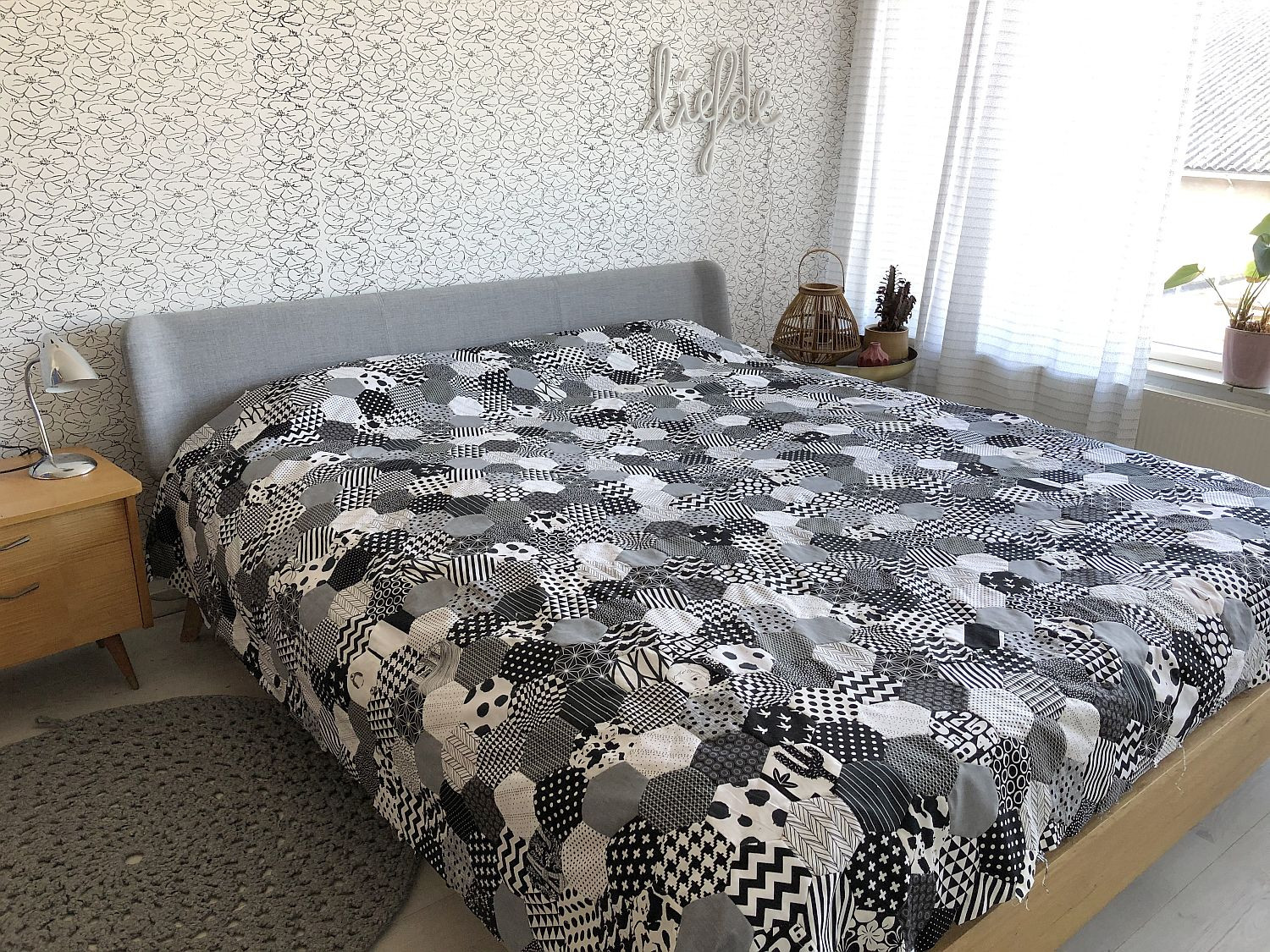 Tagesdecke Patchwork schwarz weiß