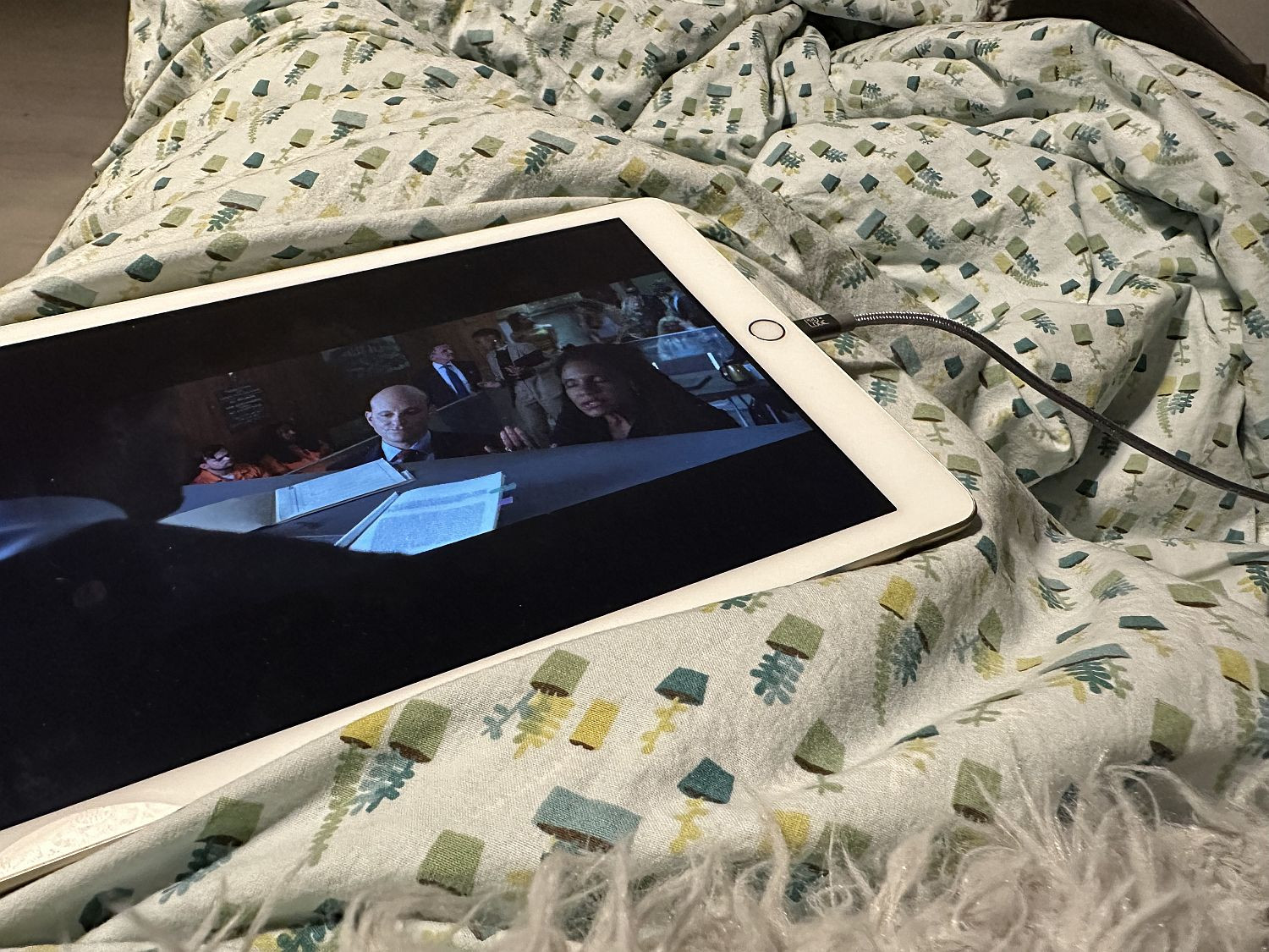 mit ipad und Decke auf dem Sofa