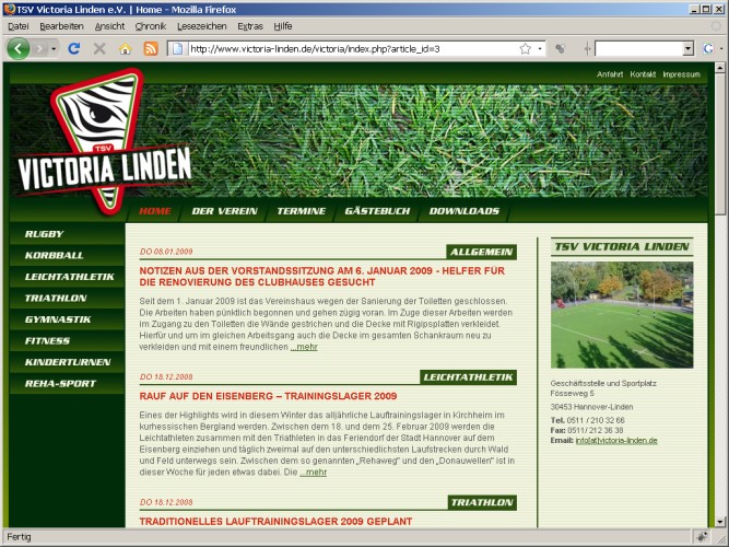 Webseite TSV Victoria Linden e.V.