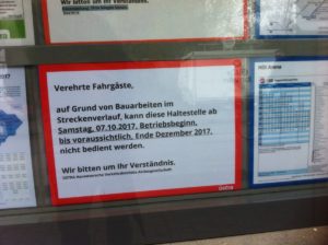 Aushang: Umleitung Linie 100